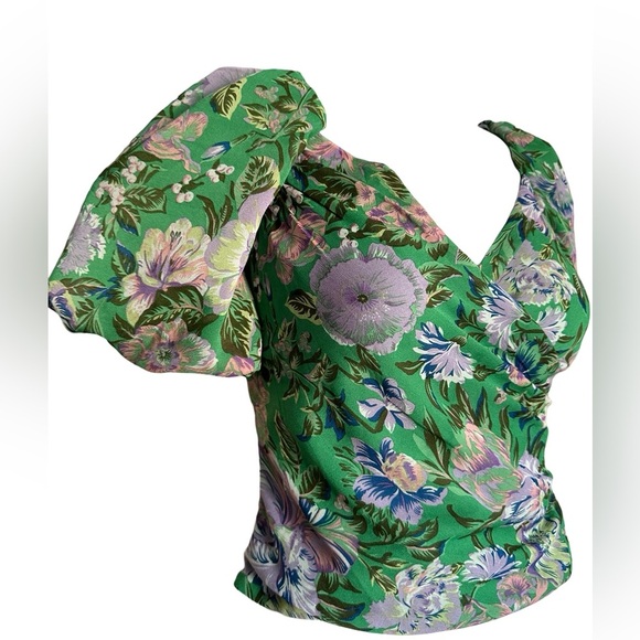 ASTR GREEN FLORAL SHIRT SMALL - Picture 6 of 7